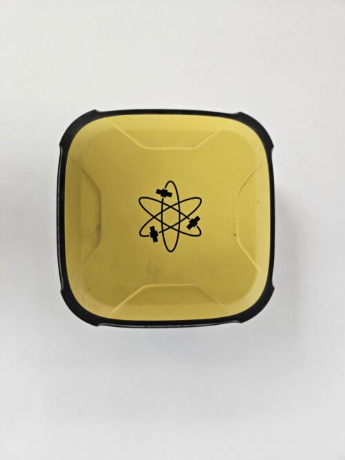 Yellow container with atom symbol design.