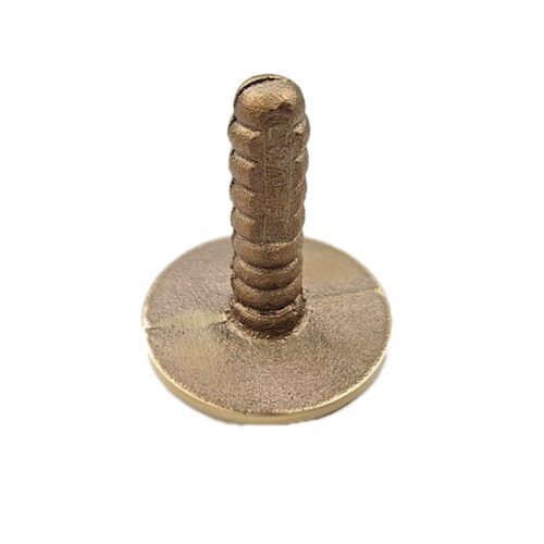 Metal screw with a flat circular base.