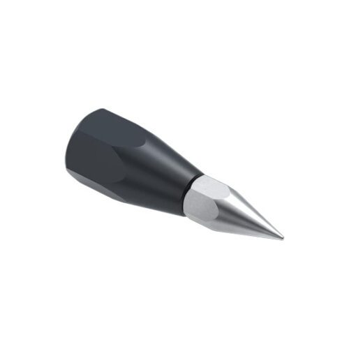 Black and silver mechanical pencil tip.