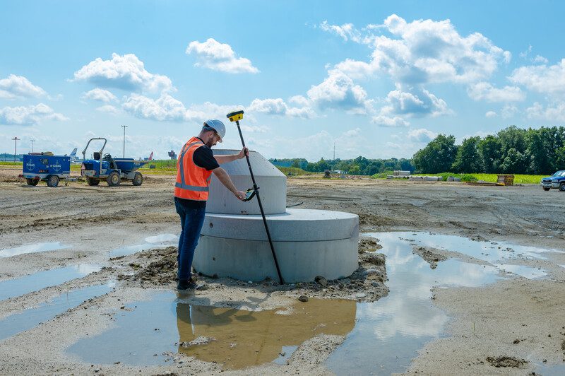 Surveying equipment in action