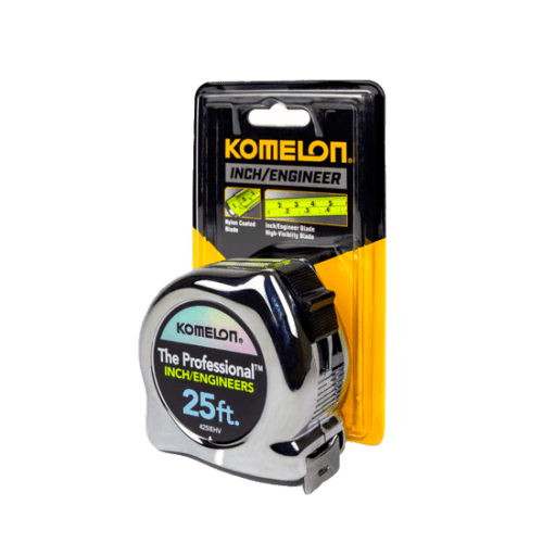 Komelon 25-foot measuring tape with packaging.