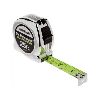 Komelon 25ft tape measure with green blade.