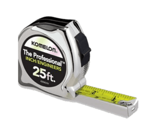 Tape measure with yellow measuring tape.