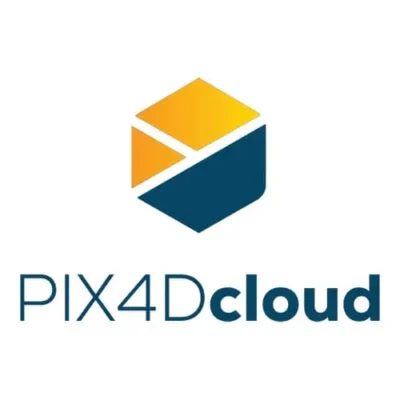 Logo of PIX4Dcloud with geometric design.
