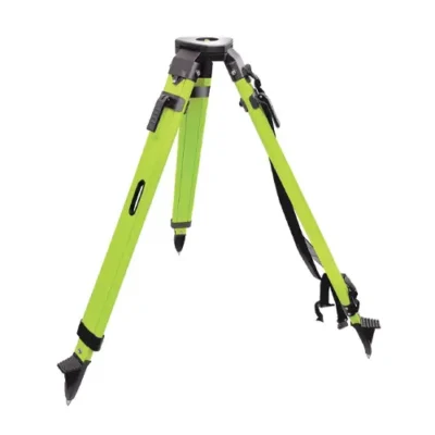Bright green tripod with adjustable legs.