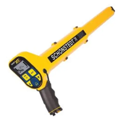 Yellow Schonstedt magnetic locator tool.