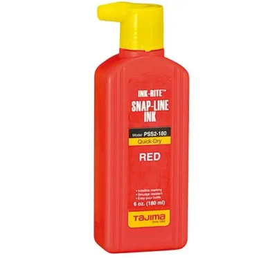 Red snap-line ink bottle with yellow cap.