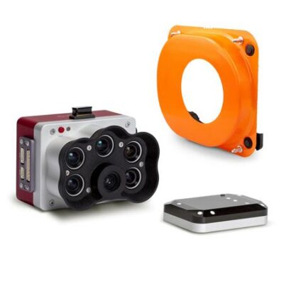 Multispectral camera components with orange filter.