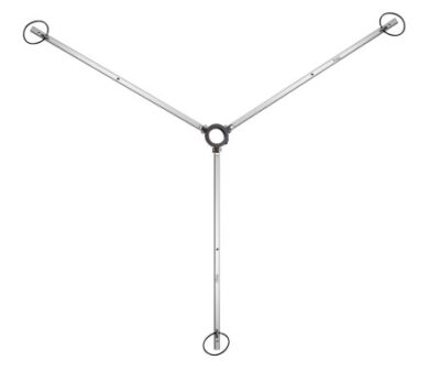 Tripod stand with three extended legs.