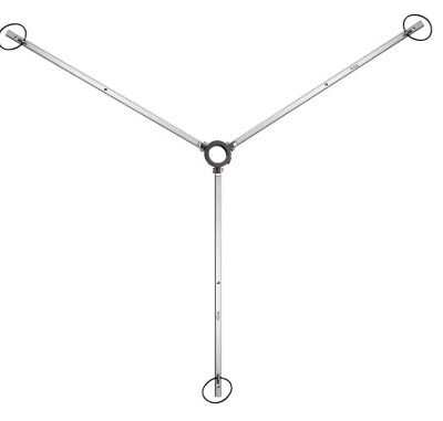 Tripod stand with three extended legs.