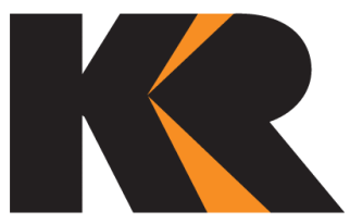 Stylized black and orange "KR" logo.